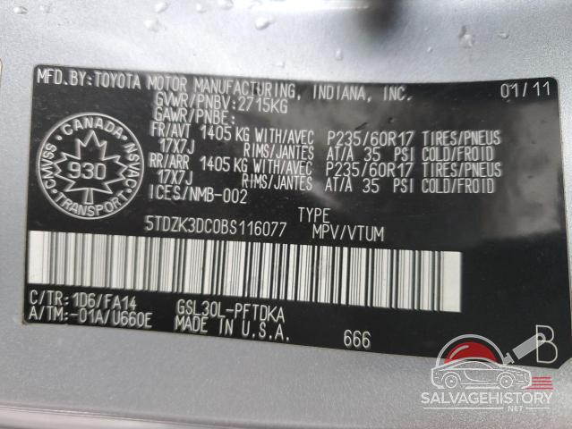 5TDZK3DC0BS116077 2011 TOYOTA All Models photo no. 13