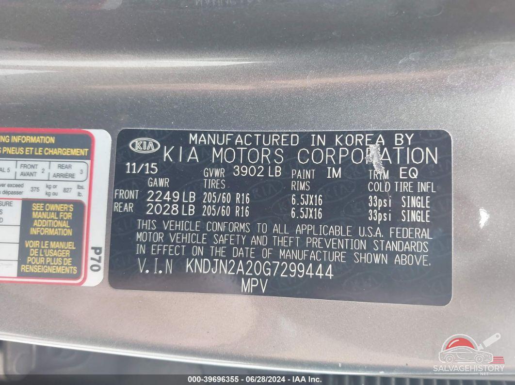 KNDJN2A20G7299444 2016 KIA SOUL photo no. 9