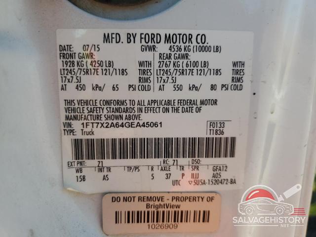 1FT7X2A64GEA45061 2016 FORD F250 photo no. 12