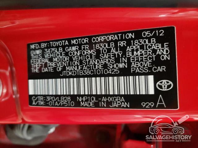 JTDKDTB38C1010425 2012 TOYOTA PRIUS photo no. 10