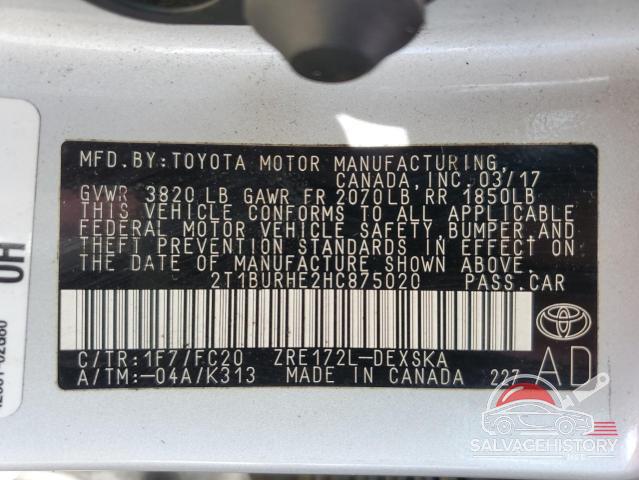 2T1BURHE2HC875020 2017 TOYOTA COROLLA photo no. 12