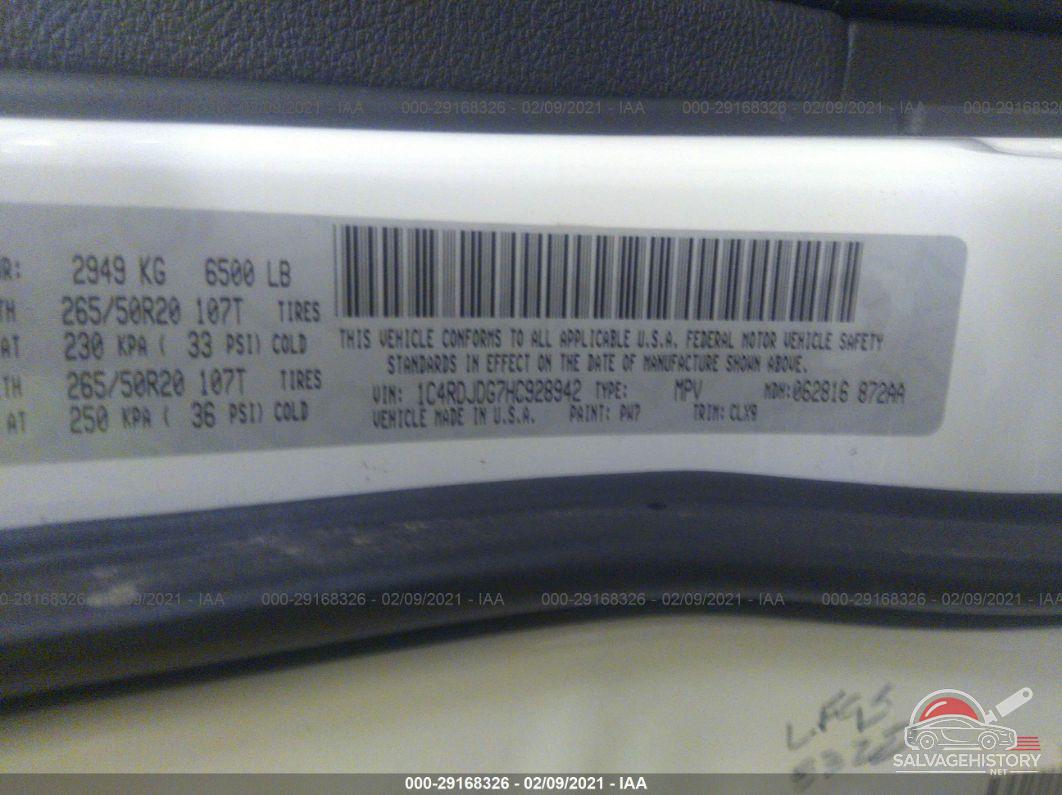 1C4RDJDG7HC928942 2017 DODGE DURANGO photo no. 9