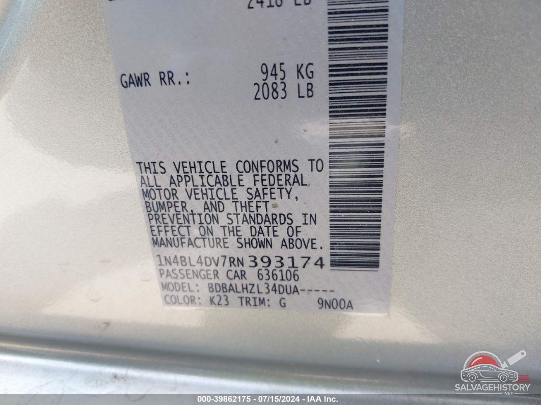 1N4BL4DV7RN393174 2024 NISSAN ALTIMA photo no. 9