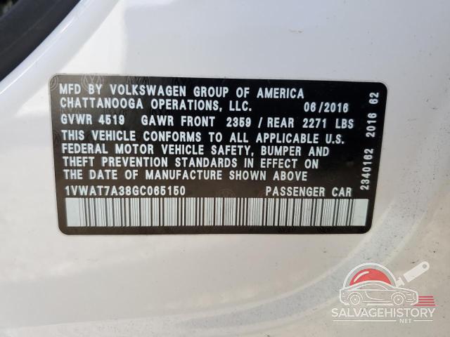 1VWAT7A38GC065150 2016 VOLKSWAGEN PASSAT photo no. 12