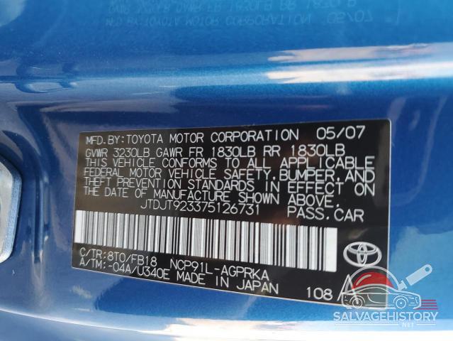 JTDJT923375126731 2007 TOYOTA YARIS photo no. 13