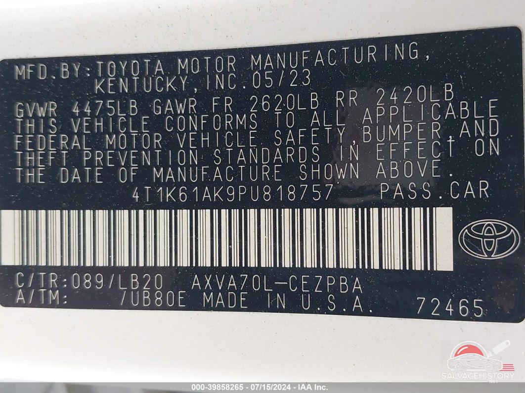 4T1K61AK9PU818757 2023 TOYOTA CAMRY photo no. 9