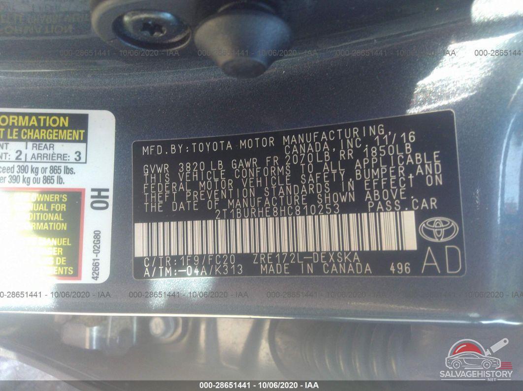 2T1BURHE8HC810253 2017 TOYOTA COROLLA photo no. 9