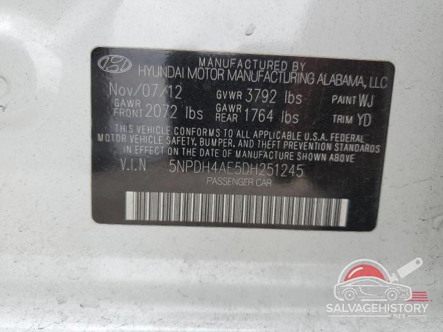 5NPDH4AE5DH251245 2013 HYUNDAI ELANTRA photo no. 12