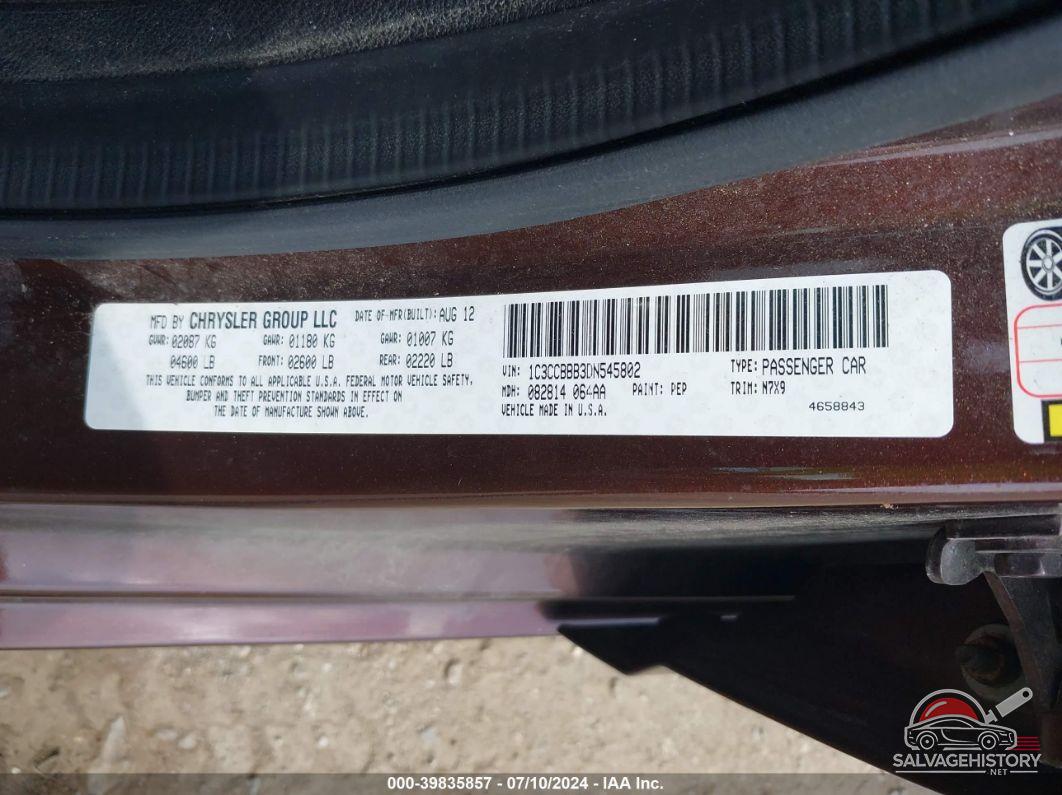 1C3CCBBB3DN545802 2013 CHRYSLER 200 photo no. 9