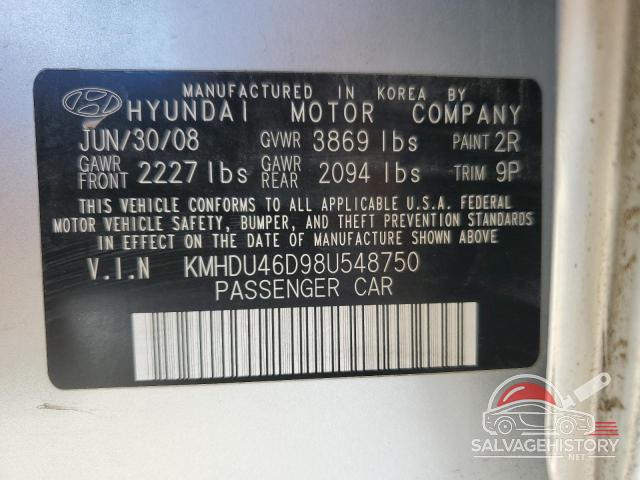 KMHDU46D98U548750 2008 HYUNDAI ELANTRA photo no. 13