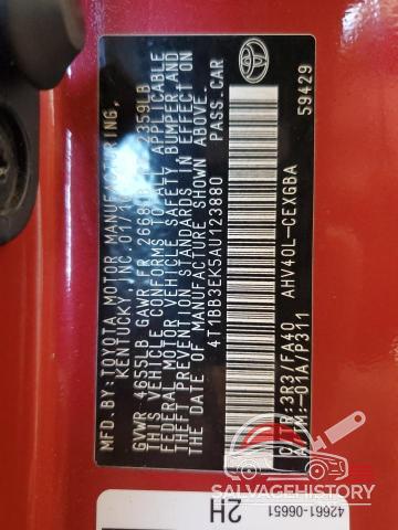 4T1BB3EK5AU123880 2010 TOYOTA CAMRY photo no. 12