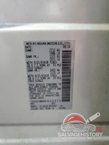 5N1DR2MM0HC611572 2017 NISSAN PATHFINDER photo no. 13