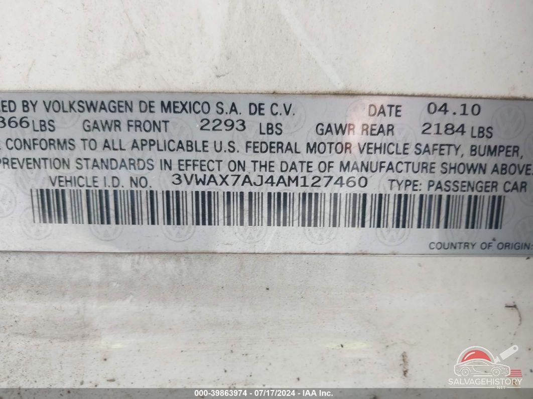 3VWAX7AJ4AM127460 2010 VOLKSWAGEN JETTA photo no. 9