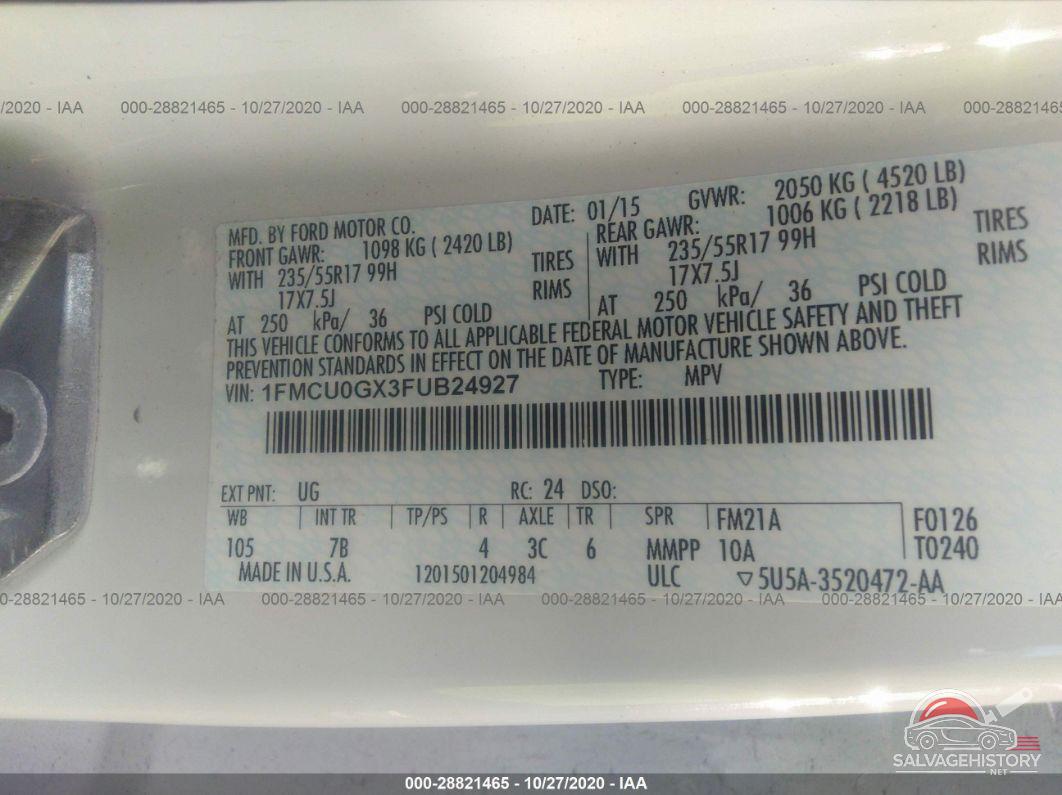 1FMCU0GX3FUB24927 2015 FORD ESCAPE photo no. 9