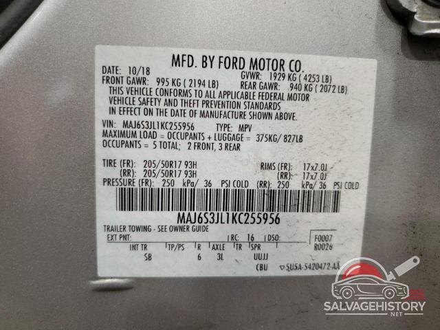 MAJ6S3JL1KC255956 2019 FORD ECOSPORT photo no. 14