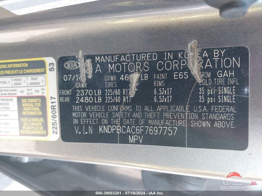 KNDPBCAC6F7697757 2015 KIA SPORTAGE photo no. 9