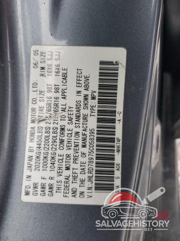 JHLRD78975C058395 2005 HONDA CRV photo no. 12