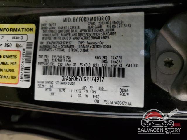 3FA6P0H70GR174917 2016 FORD FUSION photo no. 12