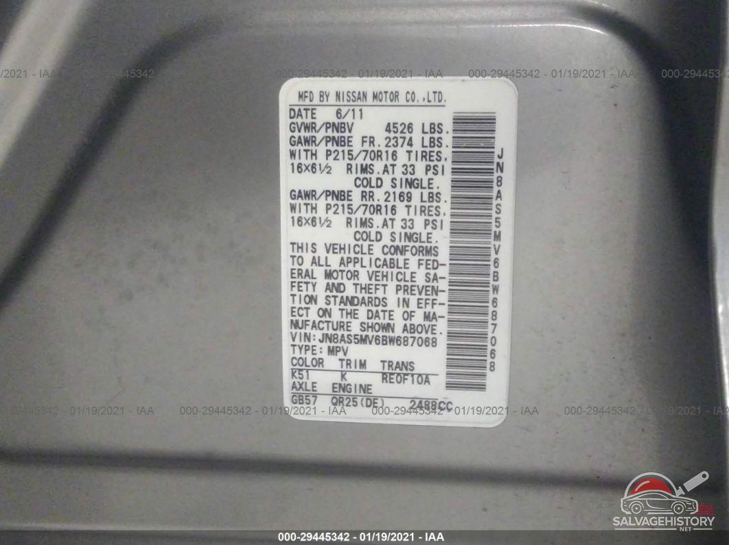 JN8AS5MV6BW687068 2011 NISSAN ROGUE photo no. 9