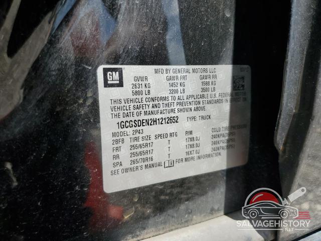 1GCGSDEN2H1212652 2017 CHEVROLET COLORADO photo no. 12