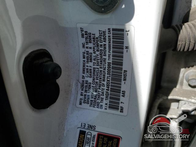 1HGFA465X7L000986 2007 HONDA CIVIC photo no. 12