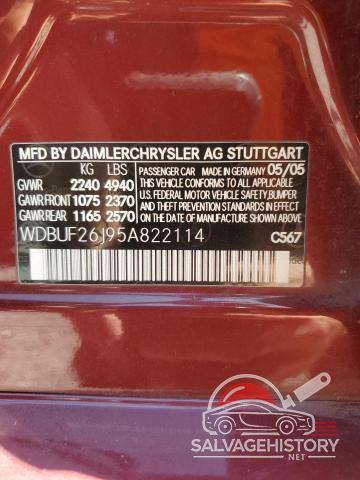 WDBUF26J95A822114 2005 MERCEDES-BENZ E-CLASS photo no. 12