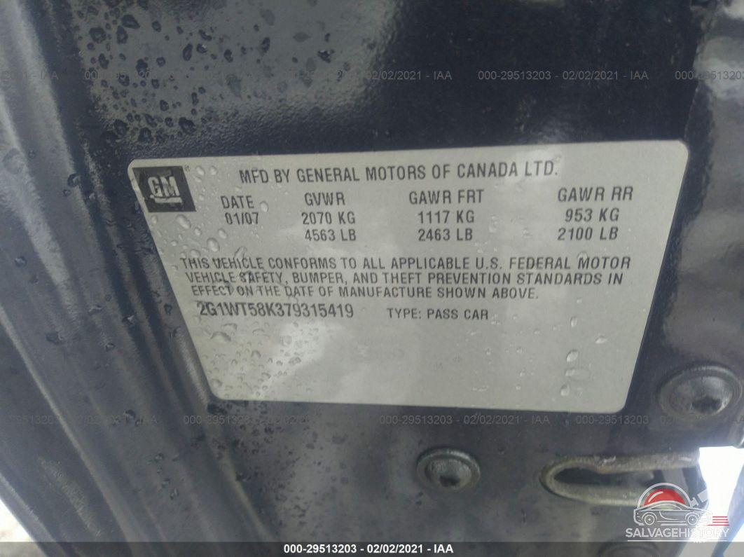 2G1WT58K379315419 2007 CHEVROLET IMPALA photo no. 9