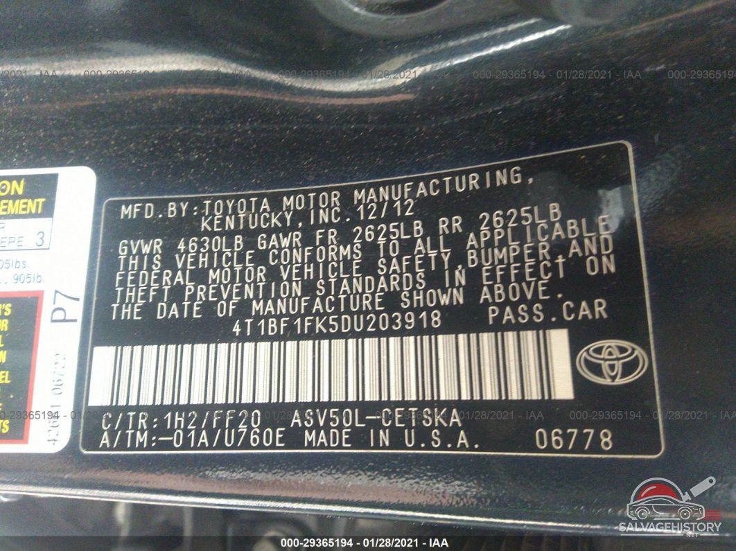 4T1BF1FK5DU203918 2013 TOYOTA CAMRY photo no. 9