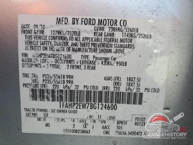 1FAHP2EW7BG124600 2011 FORD TAURUS photo no. 12