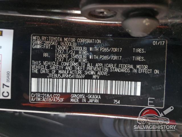 JTEBU5JR9H5418669 2017 TOYOTA 4RUNNER photo no. 13