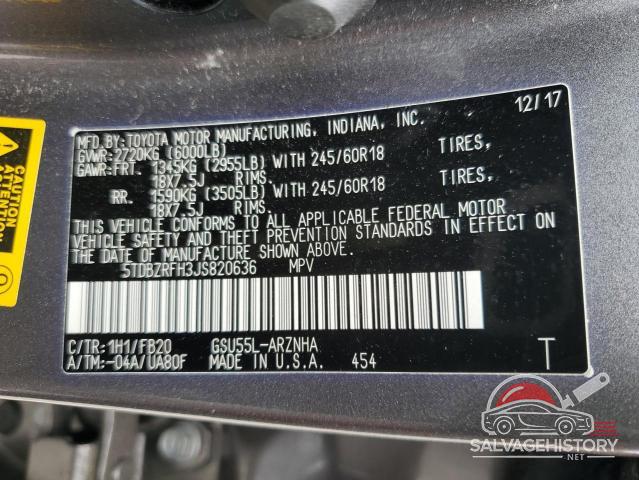 5TDBZRFH3JS820636 2018 TOYOTA HIGHLANDER photo no. 13