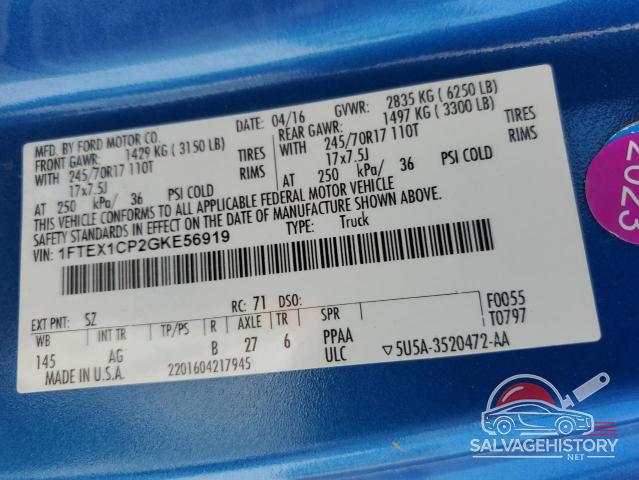 1FTEX1CP2GKE56919 2016 FORD F-150 photo no. 12