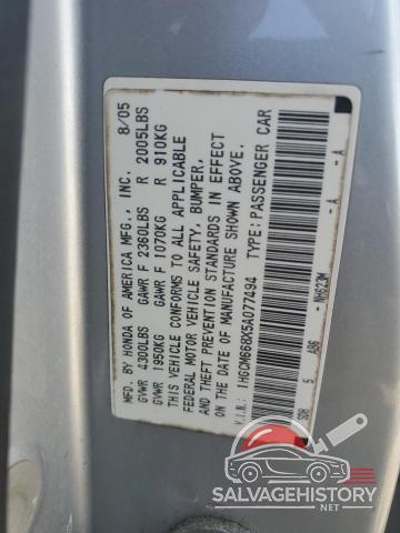 1HGCM668X5A077494 2005 HONDA ACCORD photo no. 12