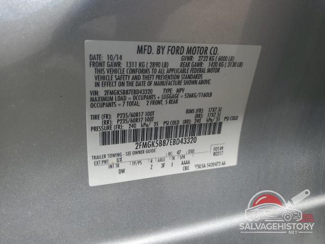 2FMGK5B87EBD43320 2014 FORD FLEX photo no. 13