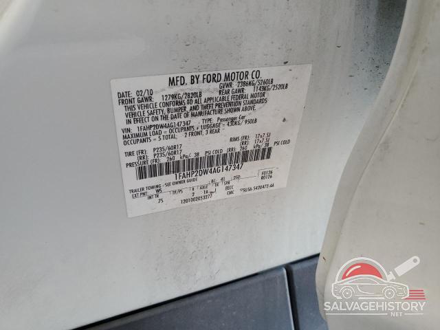 1FAHP2DW4AG147347 2010 FORD TAURUS photo no. 12