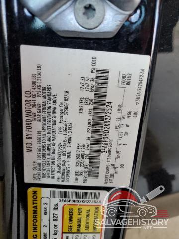 3FA6P0HD2KR272524 2019 FORD FUSION photo no. 12