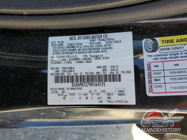 3FAHP07Z79R164125 2009 FORD FUSION photo no. 12