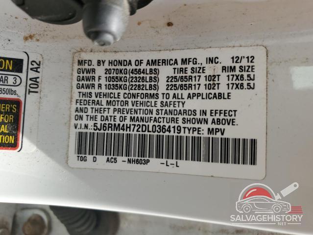 5J6RM4H72DL036419 2013 HONDA CRV photo no. 12