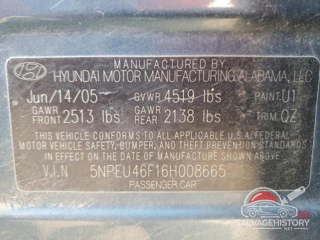 5NPEU46F16H008665 2006 HYUNDAI SONATA photo no. 13