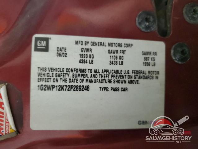 1G2WP12K72F289246 2002 PONTIAC GRANDPRIX photo no. 12