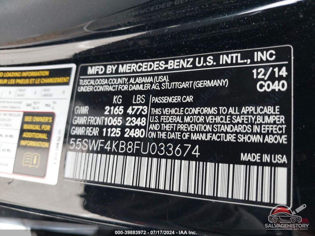 55SWF4KB8FU033674 2015 MERCEDES-BENZ C 300 photo no. 9