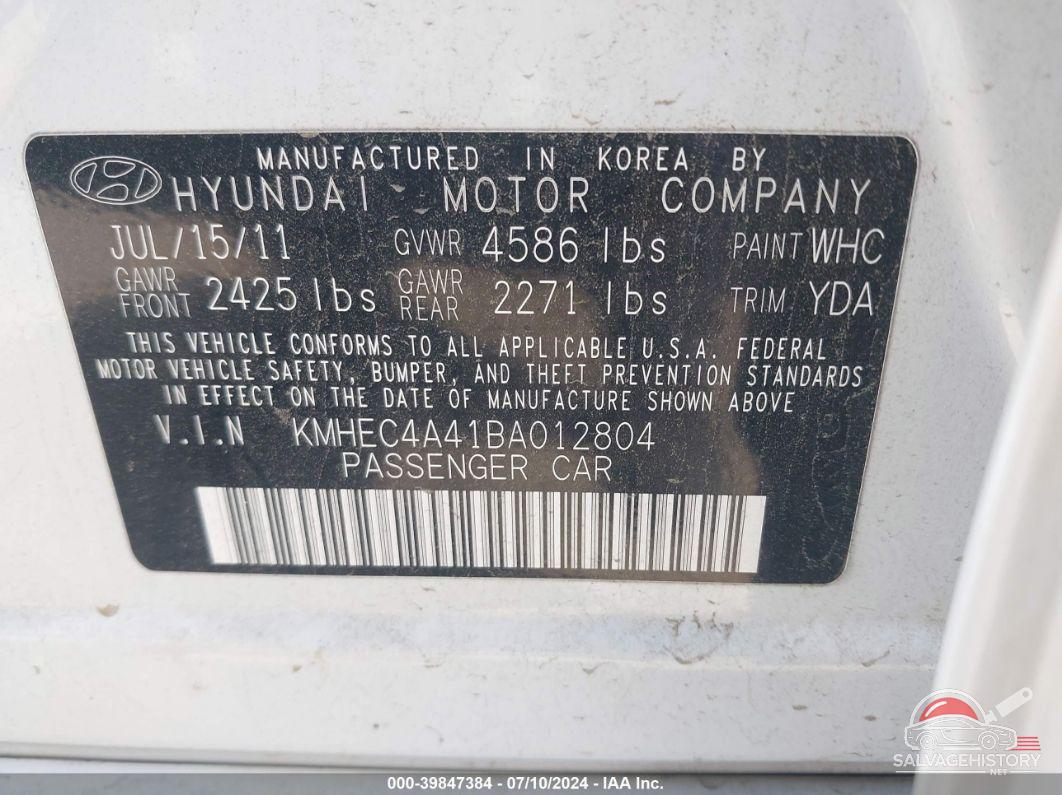 KMHEC4A41BA012804 2011 HYUNDAI SONATA HYBRID photo no. 9