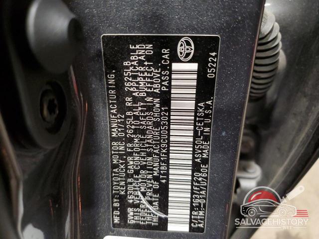 4T1BF1FK9CU053021 2012 TOYOTA CAMRY photo no. 12