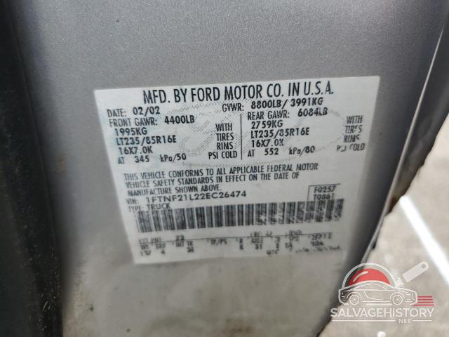 1FTNF21L22EC26474 2002 FORD F250 photo no. 12
