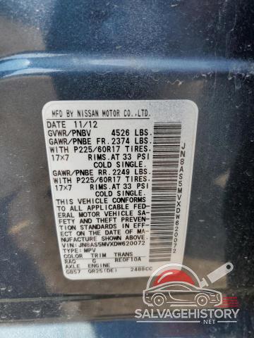 JN8AS5MVXDW620072 2013 NISSAN ROGUE photo no. 13