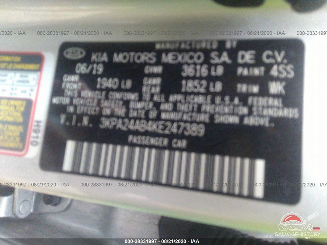 3KPA24AB4KE247389 2019 KIA RIO photo no. 9