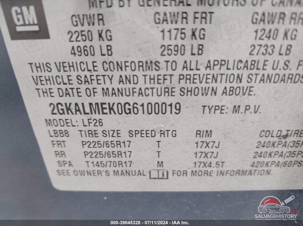 2GKALMEK0G6100019 2016 GMC TERRAIN photo no. 9