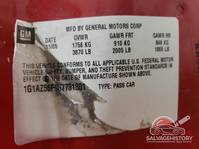 1G1AZ55F967731801 2006 CHEVROLET COBALT photo no. 12