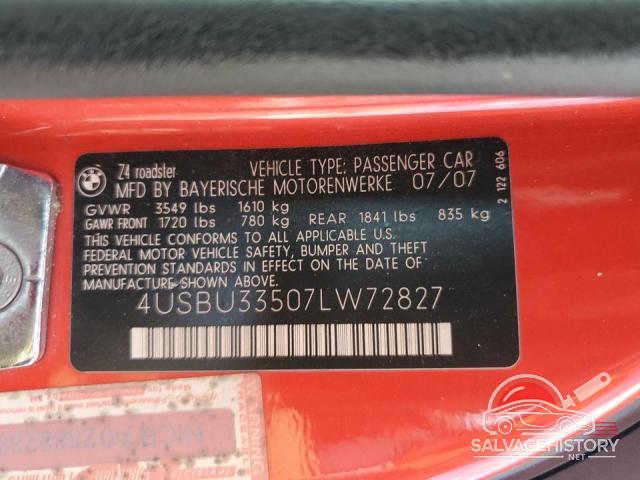 4USBU33507LW72827 2007 BMW Z4 photo no. 12