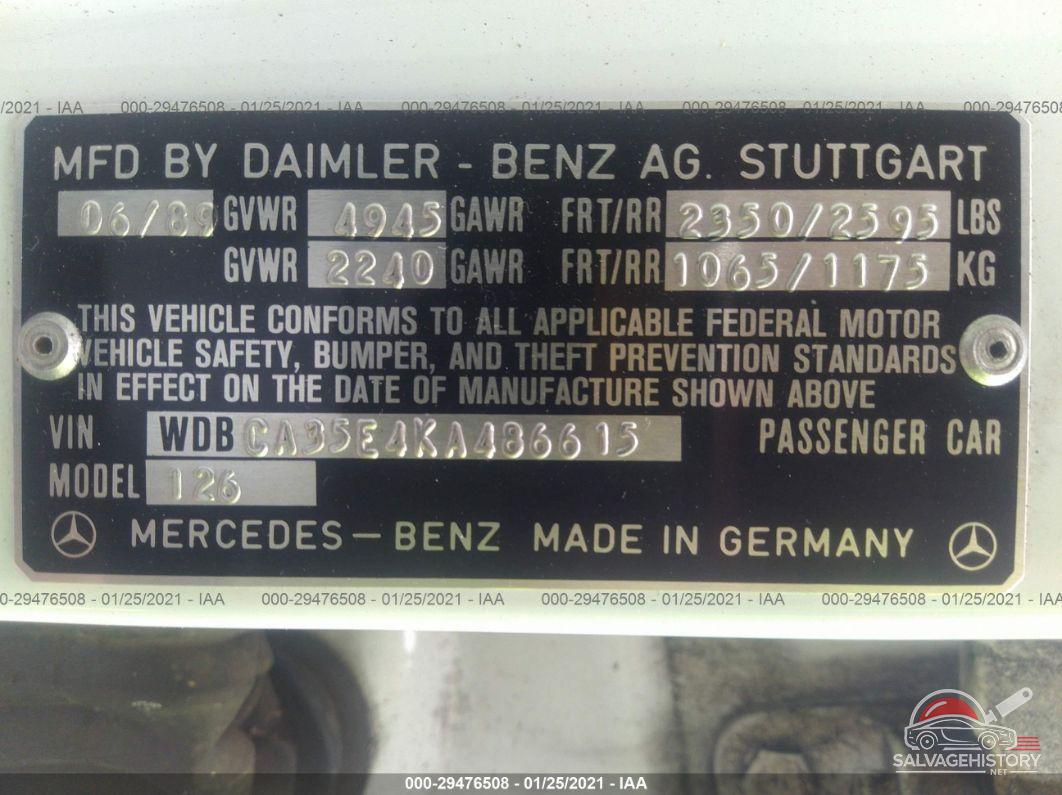 WDBCA35E4KA486615 1989 MERCEDES-BENZ 420 photo no. 9